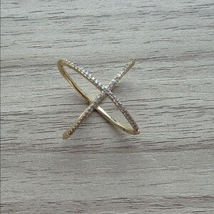 Elizabeth and James Crossover X Pave Ring - Size 8